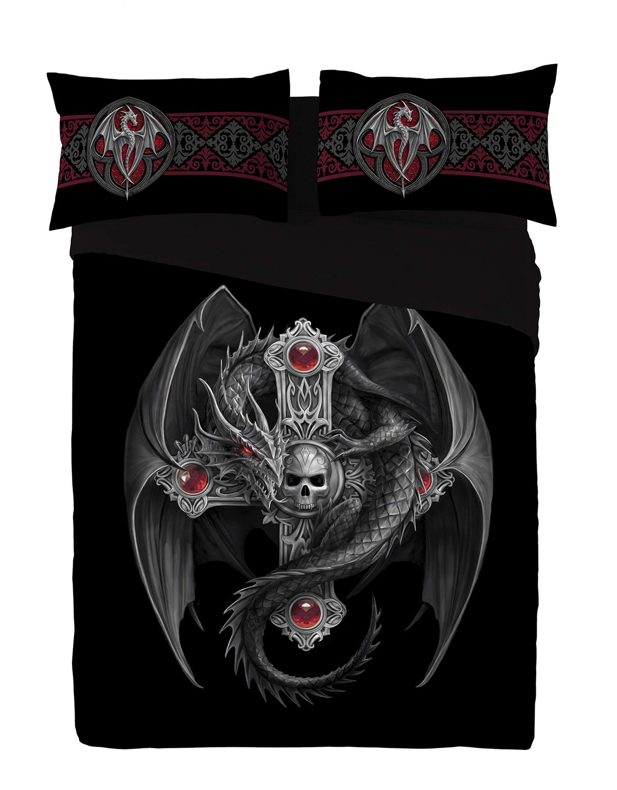 Wild Star Home Gothic Dragon Duvet Covers Set With Pillowcases Us 86 X 102 Inches Bed - Dark Fantasy Anne Stokes Artwork