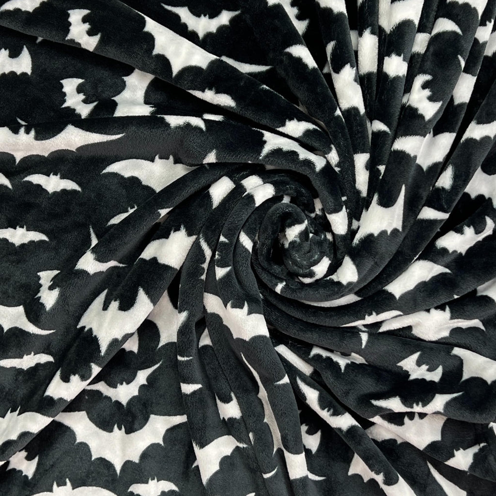 Spooky Halloween Throw Blanket For Couch Or Sofa: Silver Night Bats On Black Design On Soft Velvet Fleece Oversized 50' X 70'