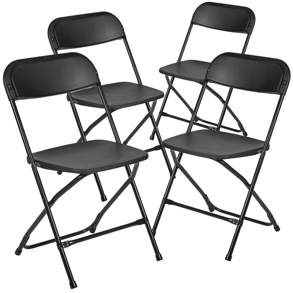 Flash Furniture Hercules™ Series Plastic Folding Chair - Black - 4 Pack 650Lb Weight Capacity Comfortable Event Chair - Lightweight Folding Chair