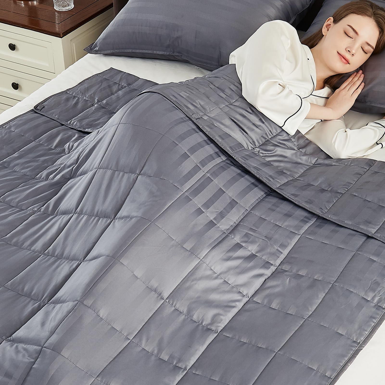 Anfie Weighted Blanket(80'X87' King Size 25Lbs,Grey),Ultra Soft And Cozy Cooling Weighted Blanket For Adult,Heavy Blanket With