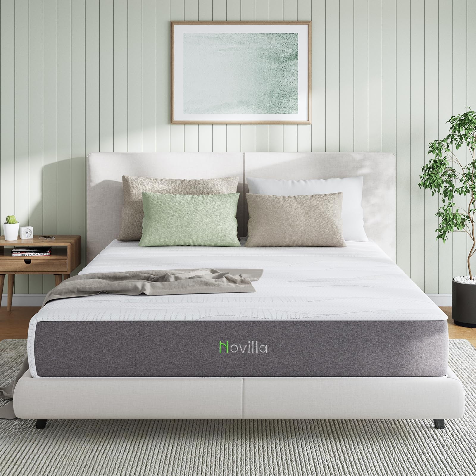 Novilla Queen Mattress, 12 Inch Gel Memory Foam Queen Size Mattress in a Box, Bamboo Charcoal Foam & Breathable Cover for Clean,