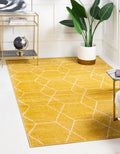 Unique Loom Trellis Frieze Collection Area Rug - Geometric (3 3 x 5 3, Yellow/ Ivory)