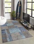 Unique Loom Autumn Collection Area Rug - Providence (7 10 x 10 Rectangle, Blue Gray/ Light Brown)