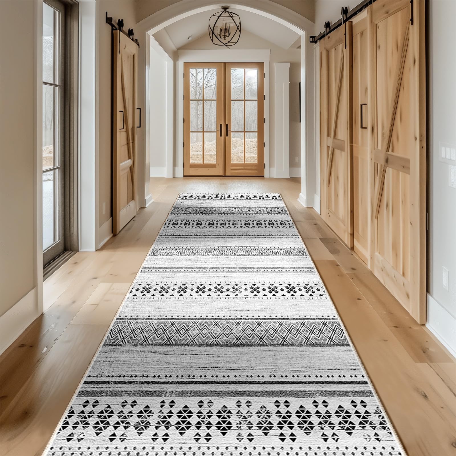 BESTSWEETIE 2x10 Area Rugs for Living Room Washable Moroccan Farmhouse Neutral Geometric Low Pile Non-Slip Soft Print Pattern Ru