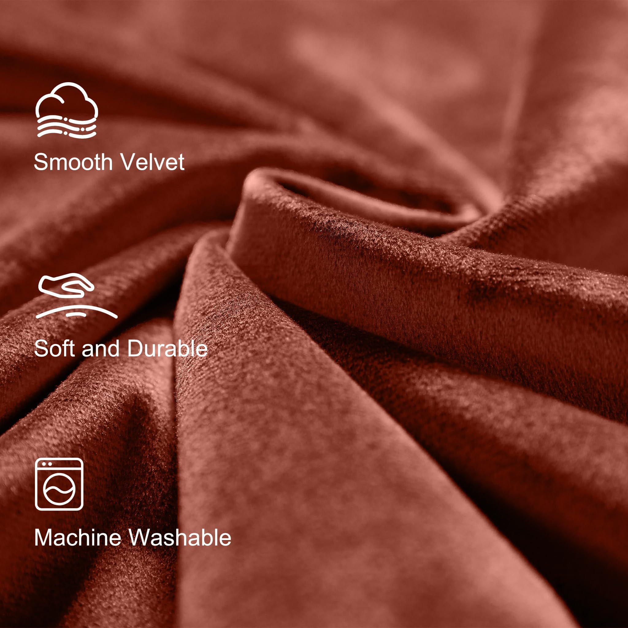 Lazzzy Orange Velvet Curtains Room Darkening Thermal Insulated Curtains 108 Inch Length Window Drapes For Bedroom Living Room Super Soft Luxury Grommetwindow Treatment 2 Panels, Rust Red