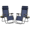 Yaheetech 26' Zero Gravity Recliners Outdoor Adjustable Folding Reclining Lounge Chairs W/Pillows, Cup Holder Trays And Carry Strap For Patio Backyard Beach Navy Blue Set Of 2