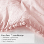 Codi Pink Comforter Set Queen - Boho Aesthetic Pom Fringe Bedding For Teen Girls, Cute Soft Washed Microfiber Blush Bed Sets, Li