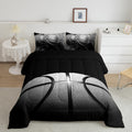 jejeloiu Basketball Comforter Set Full Size Kids Black 3D Ball Comforter for Boys Girls Teens Sports Theme Bedding Set Basketbal
