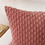 Kevin Textile Throw Pillow Covers Soft Corduroy Decorative Set Of 2 Boho Striped Pillow Covers Pillowcases Valentines Day Farmhouse Home Decor For Couch Bed Sofa Living Room 18X18 Inch Blush Pink
