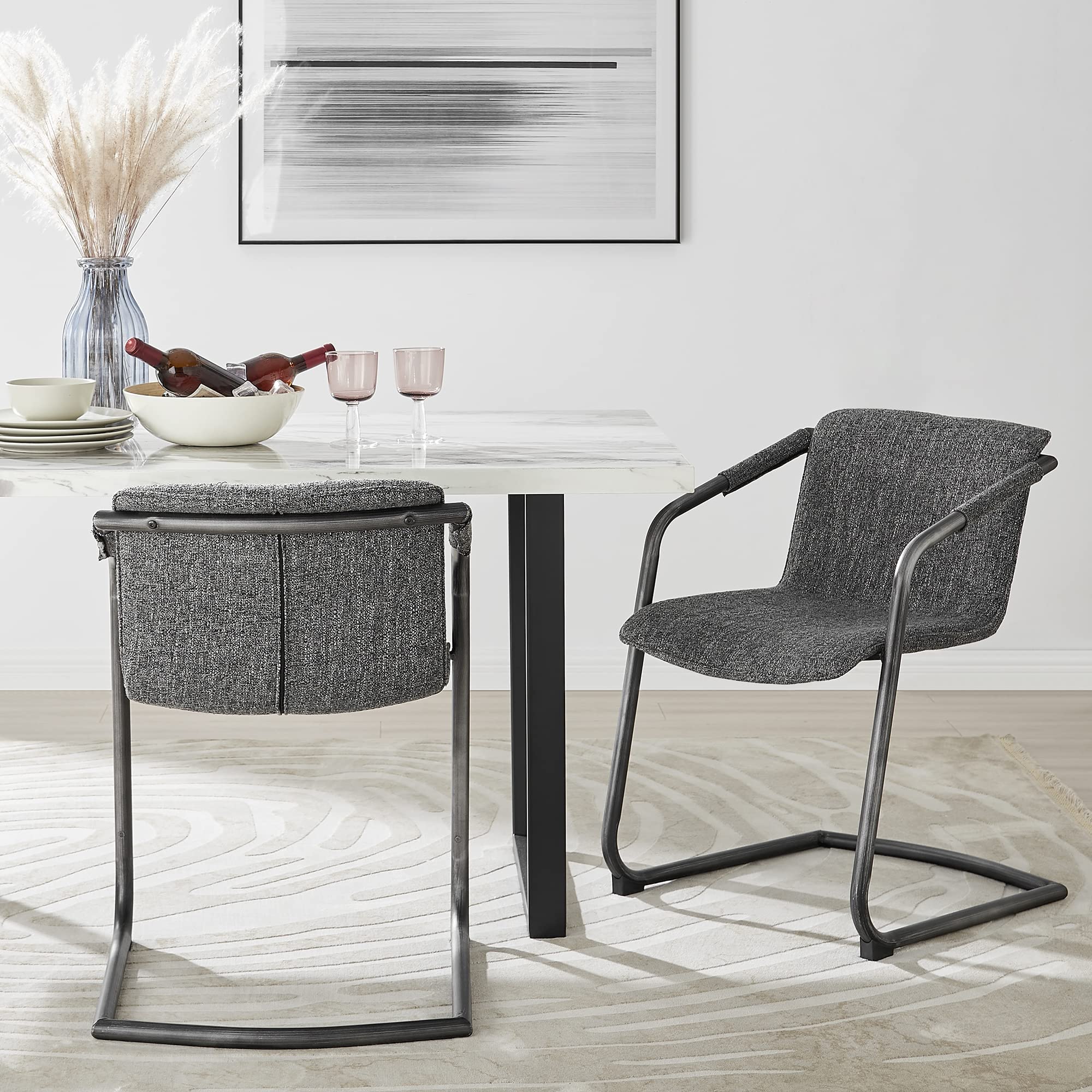 Npd Furniture And More Indy Fabric Side, Blazer Dark Gray (Set Of 2) Dining Chair