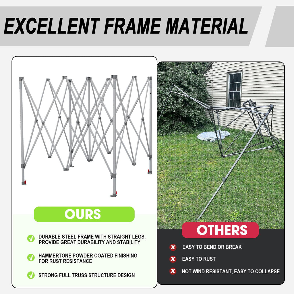 Eurmax 10x10ft Pop Up Canopy Tent Basic Alloy Steel White for Outdoor Events Commercial Instant Canopies with Roller Bag and Sand Bags