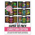 Super Pack Of 18 Fuzzy Velvet Coloring Posters (Christian Edition) - Great For Easter, Religious Gift, Kids Sunday School, Group