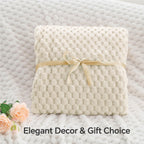 Bedelite Fleece Blanket - 3D Jacquard Decorative Cream Throw Blankets For Couch & Bed, Soft And Cozy Warm Plush Fluffy Blanket A