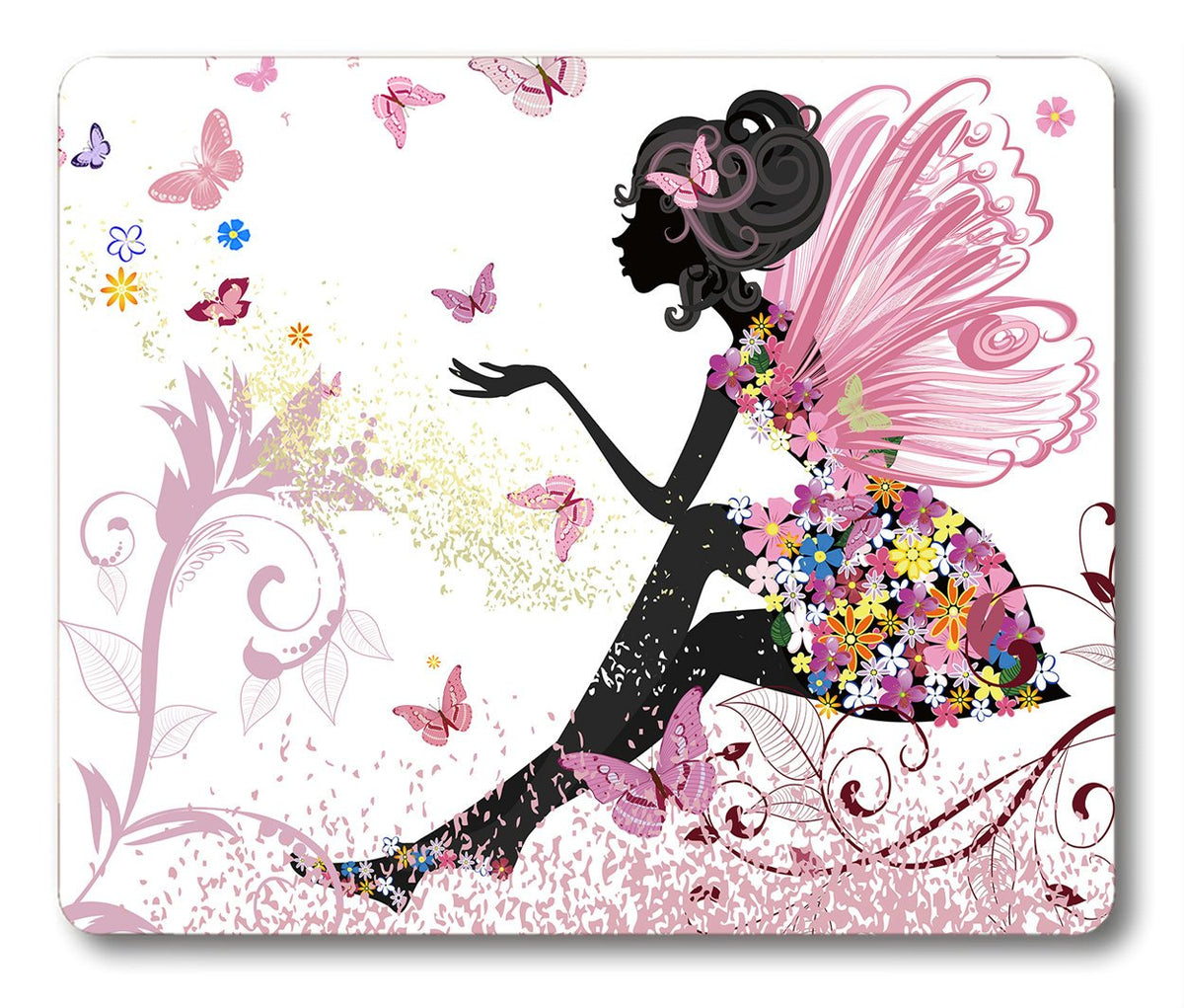 Smooffly Butterfly Women Mouse Pad,Pink Butterfly Beautiful Women Non-Slip Rubber Mouse Pad Gaming Mouse Pad