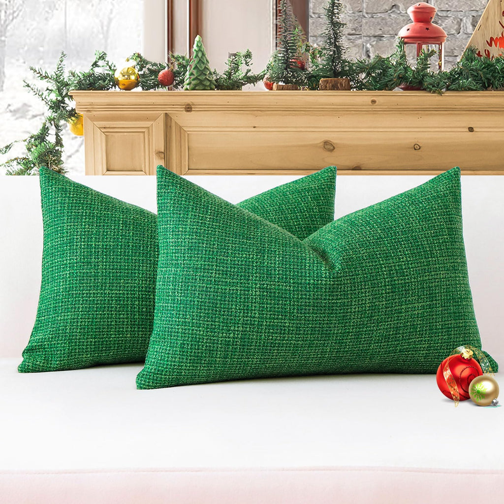 Otostar Linen Throw Pillow Covers Set Of 2 Decorative Lumbar Pillowcases Cushion Covers 16X24 Inch For Home Decor Sofa Bedroom Car 40 X 60 Cm Green