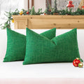 Otostar Linen Throw Pillow Covers Set Of 2 Decorative Lumbar Pillowcases Cushion Covers 16X24 Inch For Home Decor Sofa Bedroom Car 40 X 60 Cm Green
