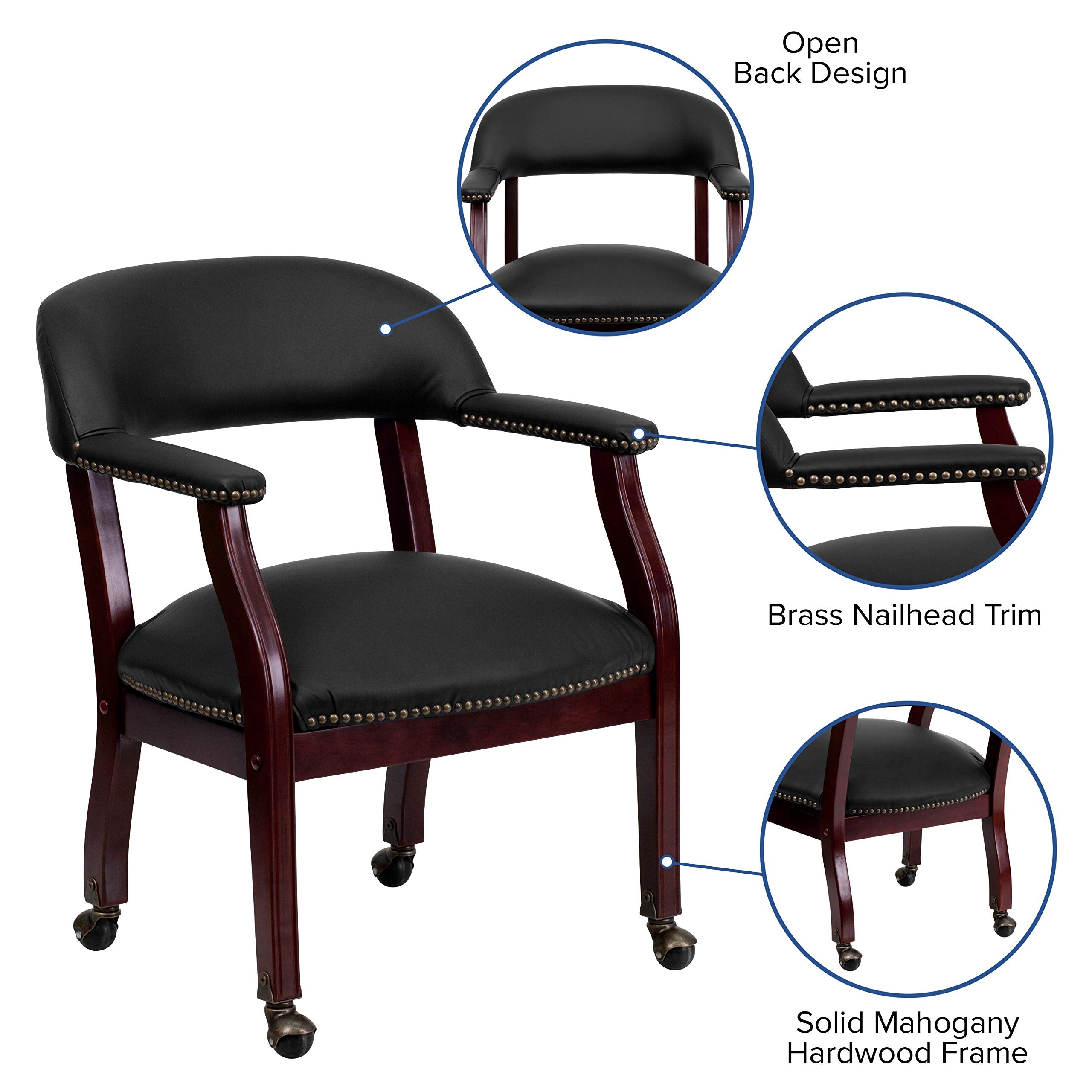 Flash Furniture Diamond Black LeatherSoft Conference Chair with Accent Nail Trim and Casters