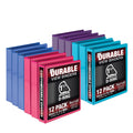 Samsill Durable 1.5 Inch . , Made In The Usa, D Ring . , Customizable Clear View . , Fashion Assortment, 12 Pack, Each Holds 350