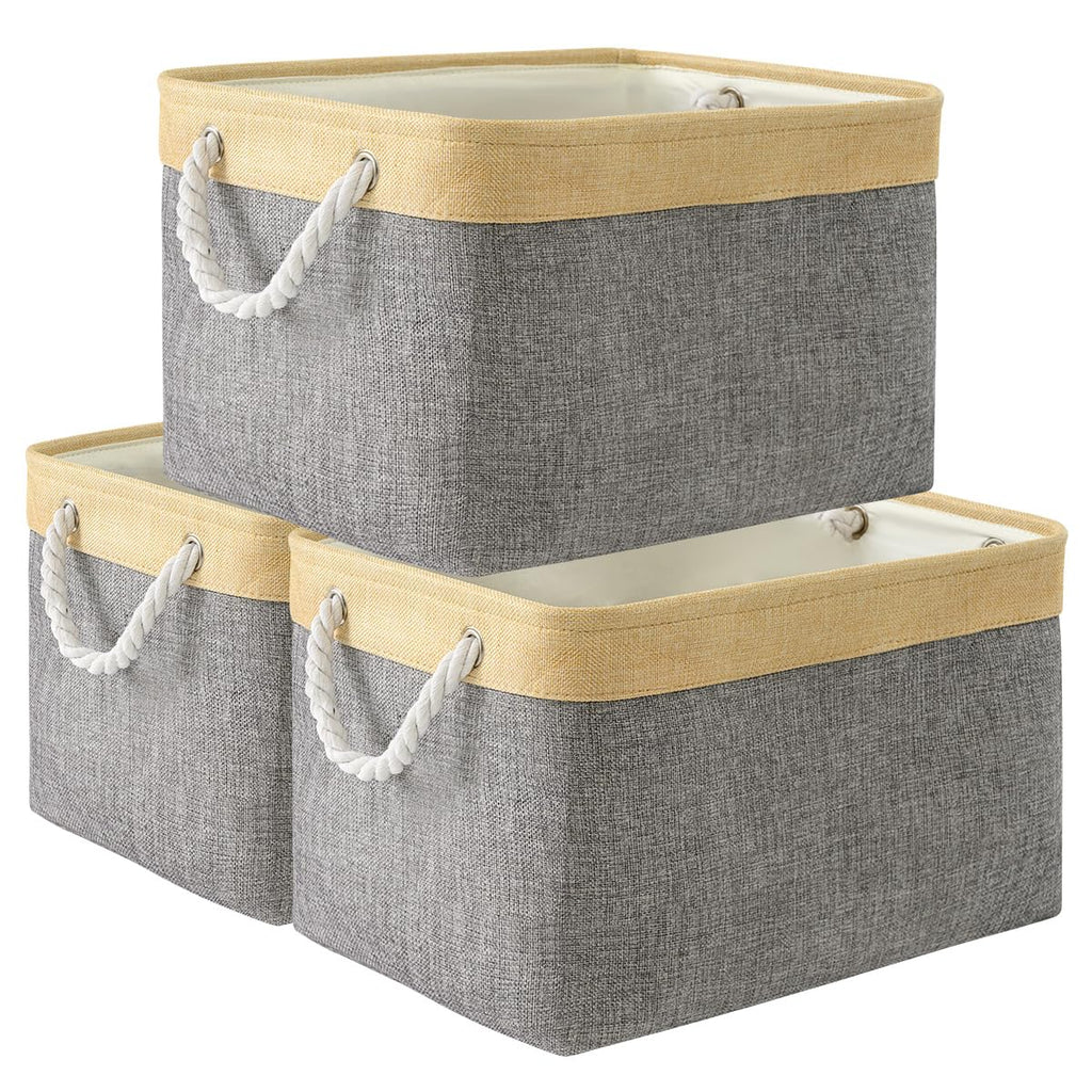 TheWarmHome Storage Basket for Organizing - Fabric Large Cubes 3 Pack 16x12x12 inch Baskets, Cube Storage Bin for Shelves Organi