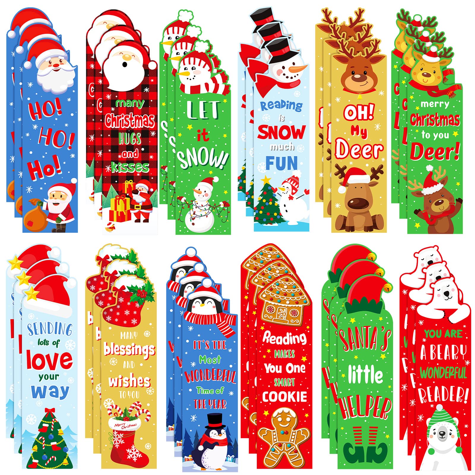 Fainne 60 Pieces Christmas Scented Bookmarks Kids Bulk Scratch And Sniff Smelly Classroom Cute Bookmarks For Kids Students Back