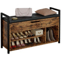 IRONCK Shoe Storage Bench, Entryway Bench with Lift Top Storage Box, Metal and Board Bench for Entryway, Two Tier Shoe Rack Orga