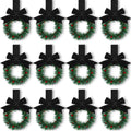 Retrowavy 12 Pcs Christmas Kitchen Cabinet Wreaths with Ribbon Mini Christmas Wreath Small Kitchen Wreath Greenery Wreath for Wi