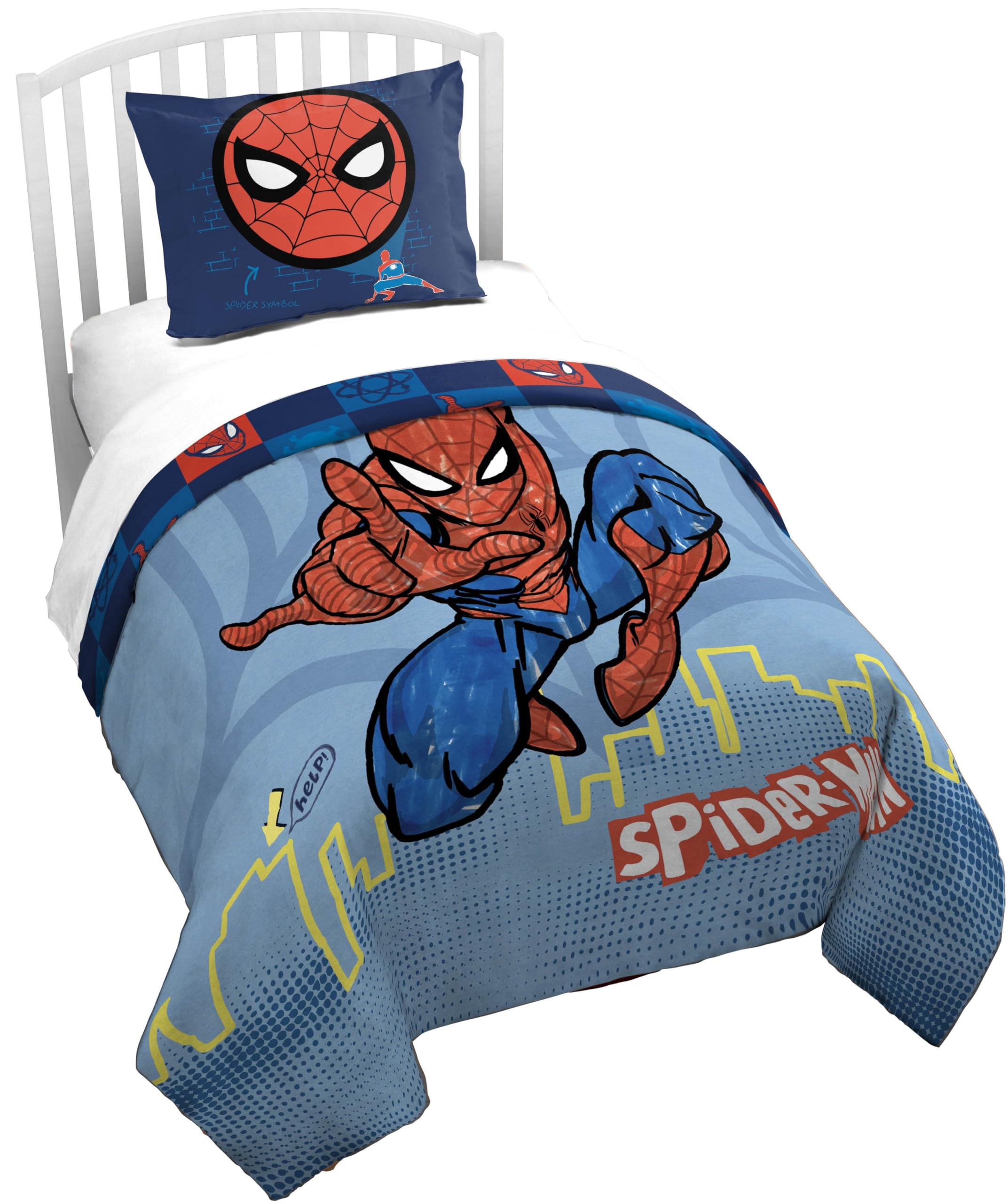 Jay Franco Duvet Cover Set - 2 Piece Comforter Cover And Sham Set, Super Soft Cozy Kids Bedding (Insert Not Included) Blue - Spi