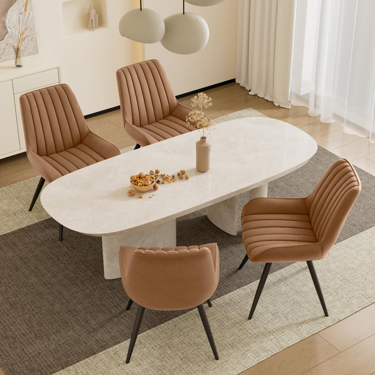Daluvenix Dining Chairs Set Of 4, Mid Century Modern Kitchen Chairs With Soft Cushion, Comfortable Upholstered Fabric Dining Roo