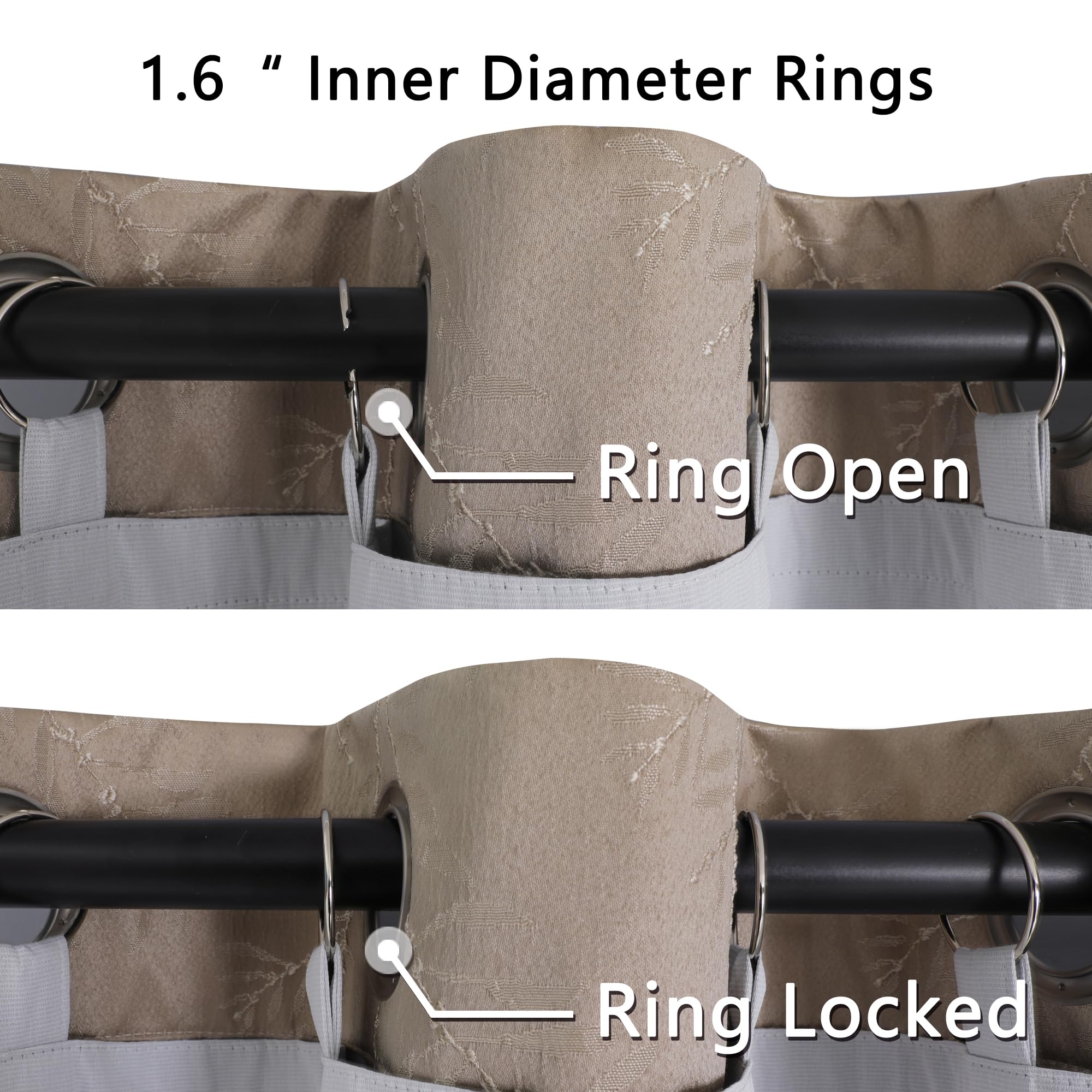 Chyhomenyc Window Blackout Curtain Liners With 13 Rings, Thermal Insulated 100% Blackout Liner For 63 Inch Curtains, Each 36'' W