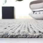 Safavieh Abstract Collection Area Rug - 6' Square, Dark Grey & Ivory, Handmade Wool, Ideal For High Traffic Areas In Living Room