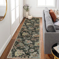 Morebes Floral Washable Hallway Rug 2x8, Brown Rugs for Entryway Non Slip,Long Bath Mat Distressed Paisley Kitchen Runner Rug In