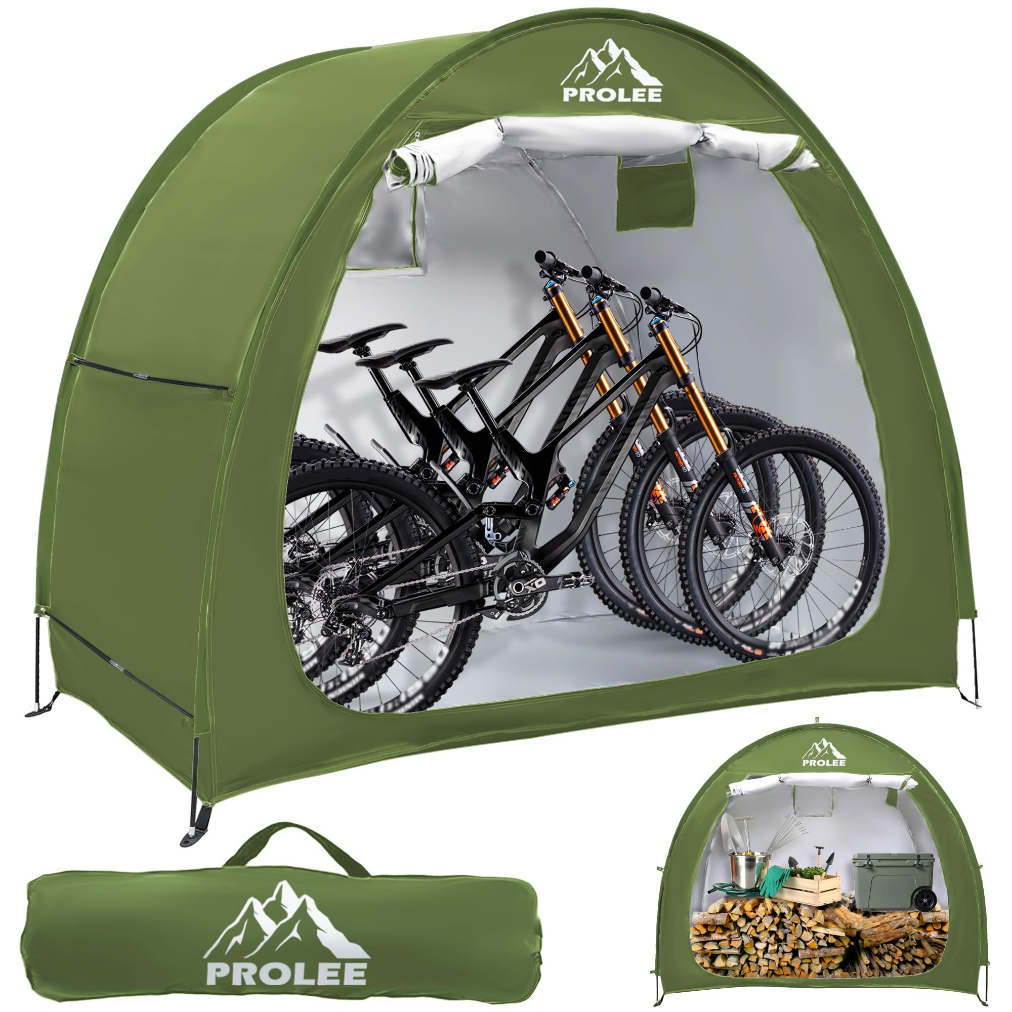 Prolee Bike Shed 6.6Ft Waterproof 210D Oxford Fabric, Bike Storage With Window Design For Outdoor Storage, Bike Storage Tent For
