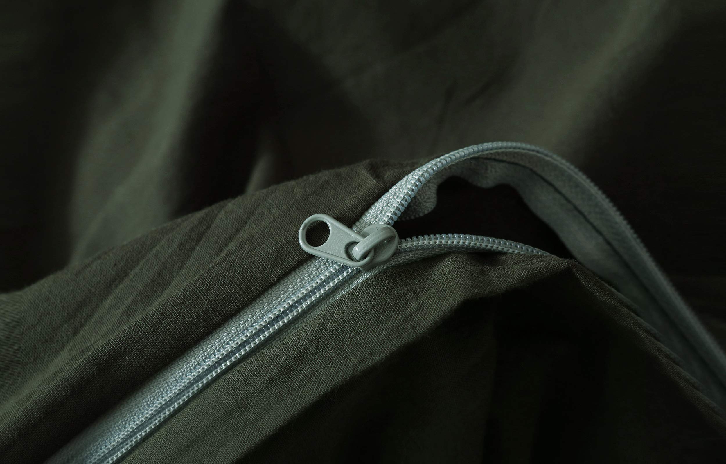 F.Y.Dreams 100% Washed Cotton Duvet Cover For Weighted Blanket 48X72 Inches With 8 Ties, Zipper On Long Side/Forrest Green/Just