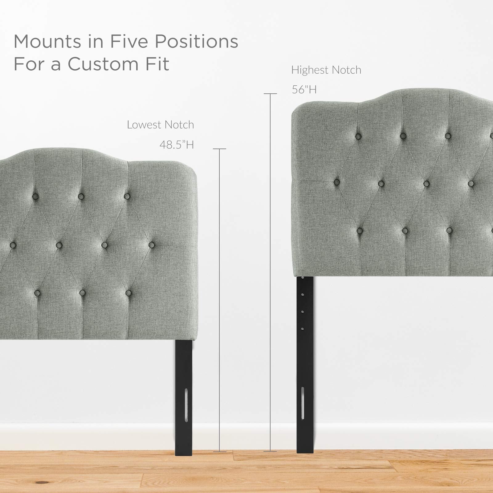 Modway MOD-5160 Annabel Tufted Button Linen Fabric Upholstered Twin Headboard in Gray
