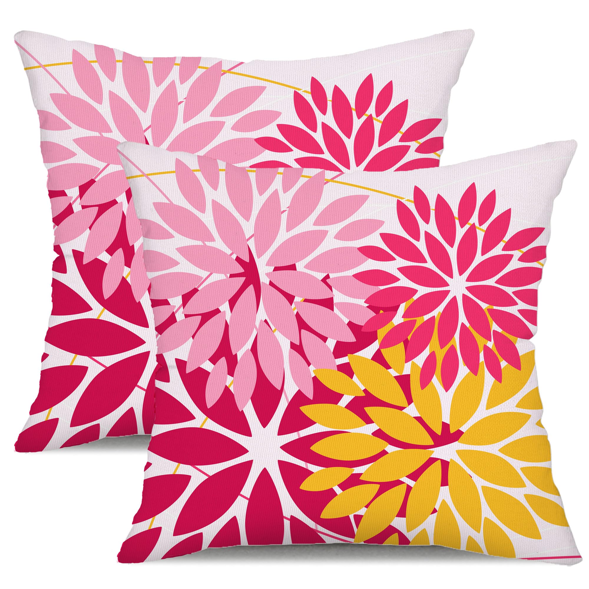 Dfxsz Outdoor Pillow Covers 20X20 Inch Set Of 2 Pink Yellow Flower Decorative Waterproof Summer Outdoor Pillow Covers Valentines