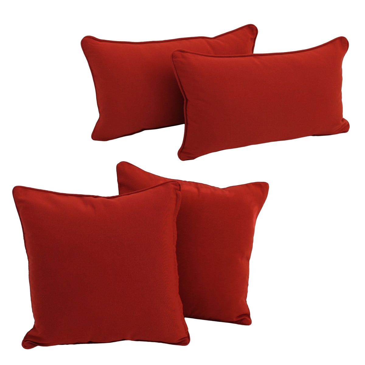 Blazing Needles Corded Twill Throw Pillow Set, Ruby Red 4 Count