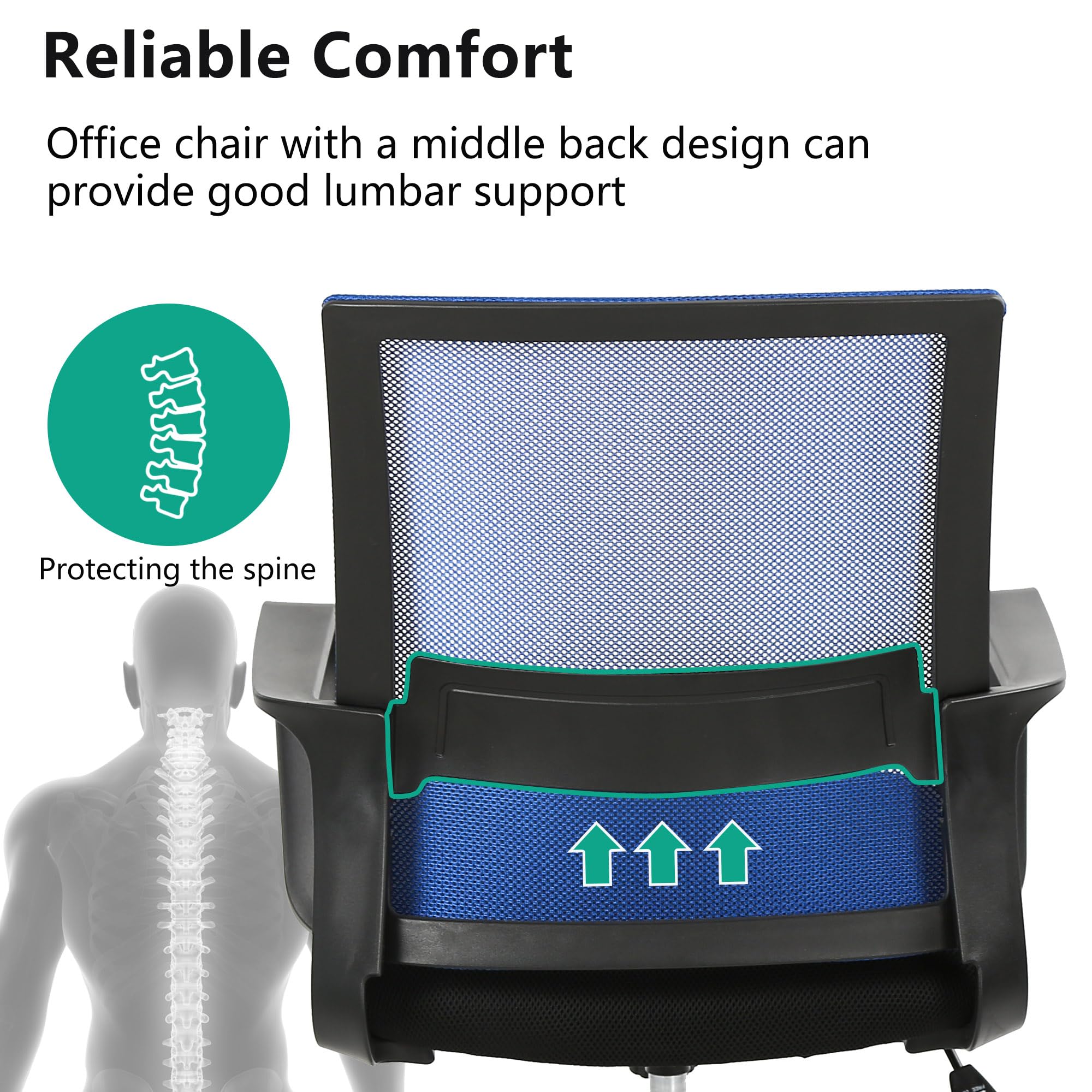 Paylesshere Gaming Chair Ergonomic Computer Chair Office Chair Video Game Chairs With Lumbar Support Desk Chair Armrest Mid Black Cushion Swivel Rolling Chair With Wheels For Home Office (Blue)