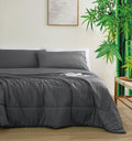 Zaizaihome Natural Cooling Bamboo Viscose Comforter Set Queen Size 3 Pieces, Soft Breathable MoistureWicking Quilt with Matchin