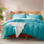 Nestl Teal California King Duvet Cover Sets - Soft Double Brushed Cal King Duvet Cover, 3 Piece, With Button Closure, 1 Duvet Co