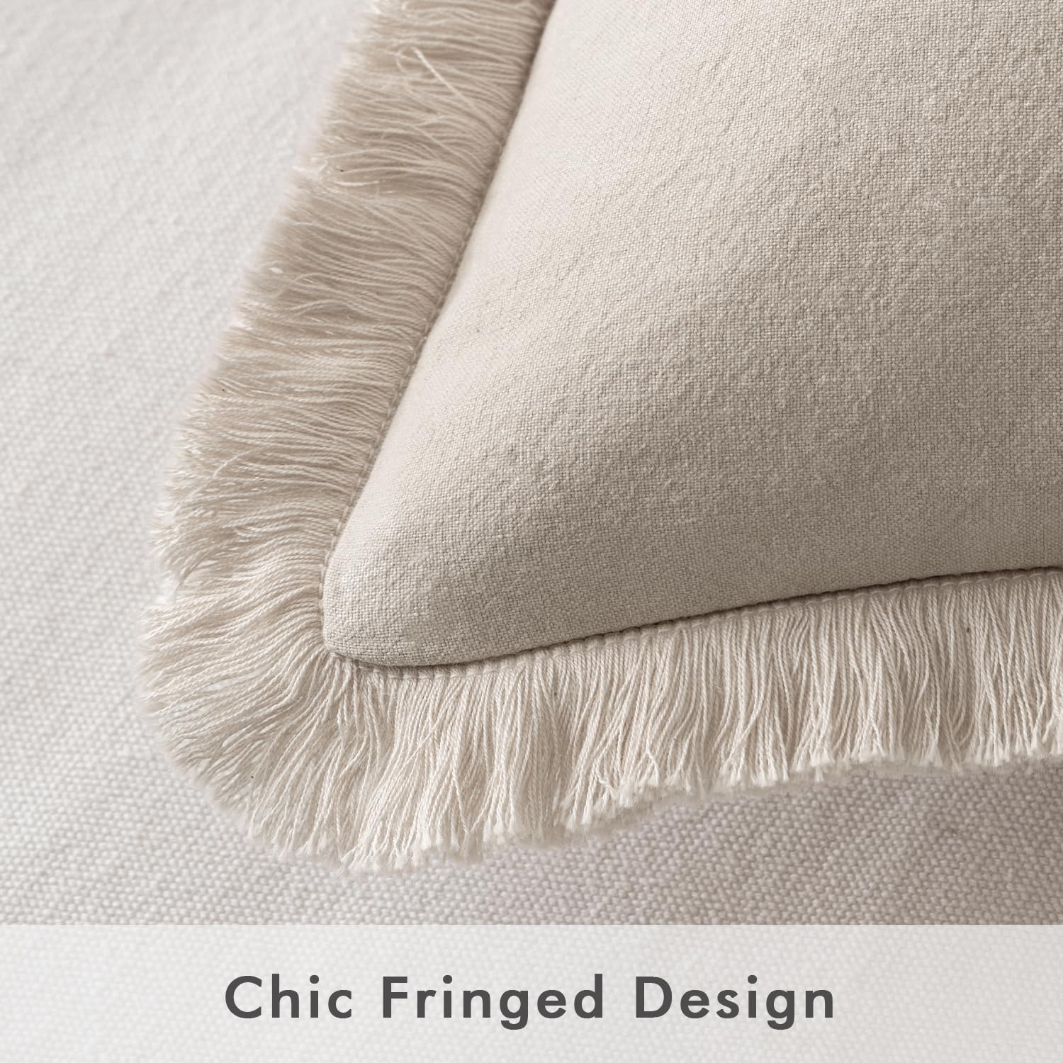 Miulee Pillow Covers Boho Farmhouse 24X24 Set Of 2 Decorative Neutral Couch Pillow Covers With Fringe Chic Cotton Throw Pillows Home Decor Accents For Cushion Sof Bed Living Room