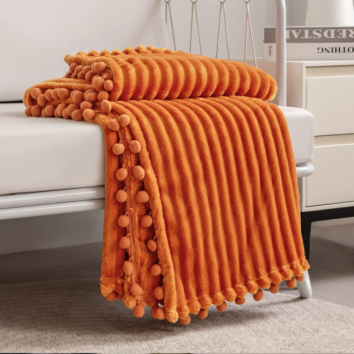 Dissa Fleece Blanket Twin Size - 60X80, Orange - Soft, Plush, Fluffy, Fuzzy, Warm, Cozy - Perfect Throw For Couch, Bed, Sofa - W