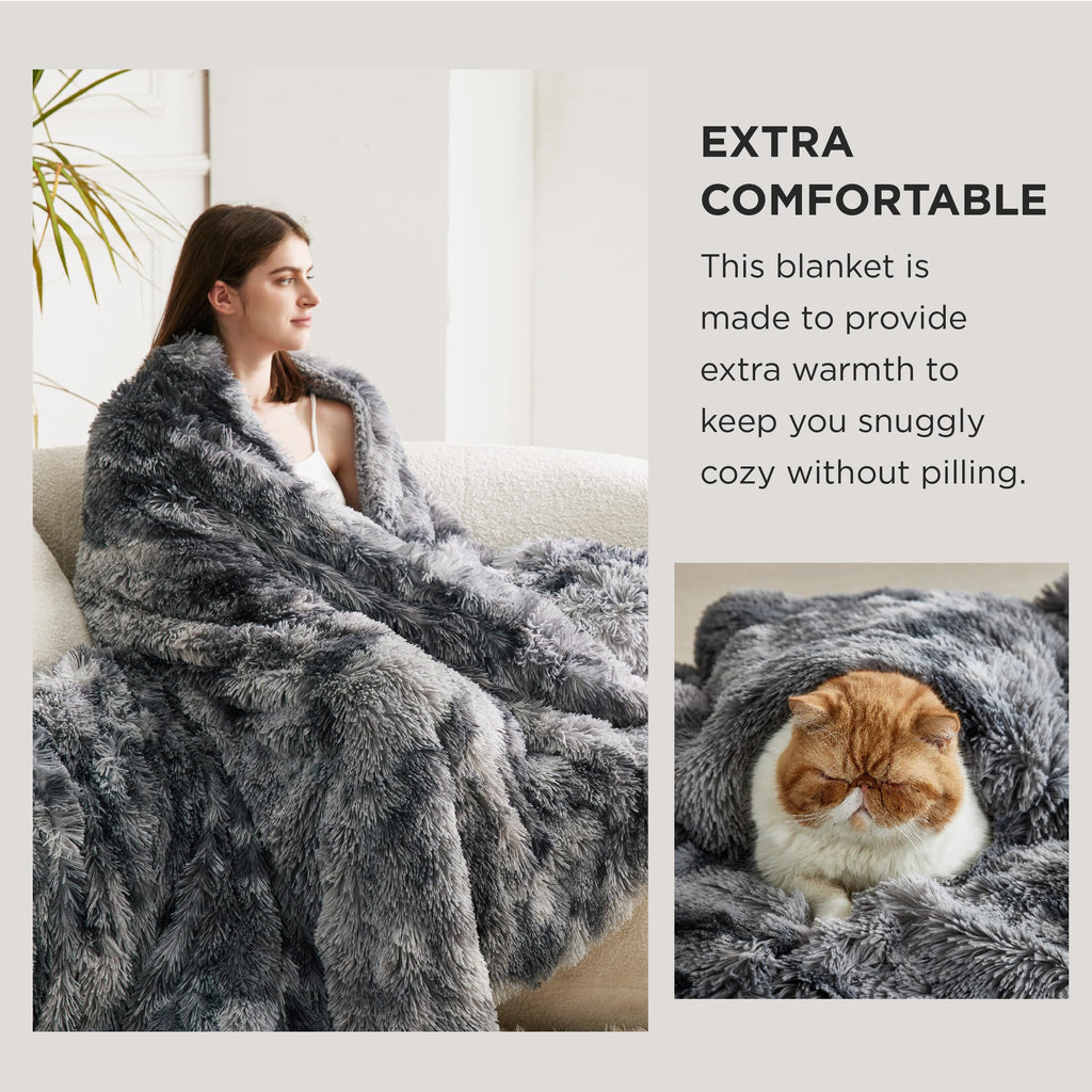 Bedsure Ultra Soft Fluffy Blankets Queen Size For Bed - Fuzzy Faux Fur Sherpa Fleece Queen Blanket Full Size, Tie-Dye Decorative