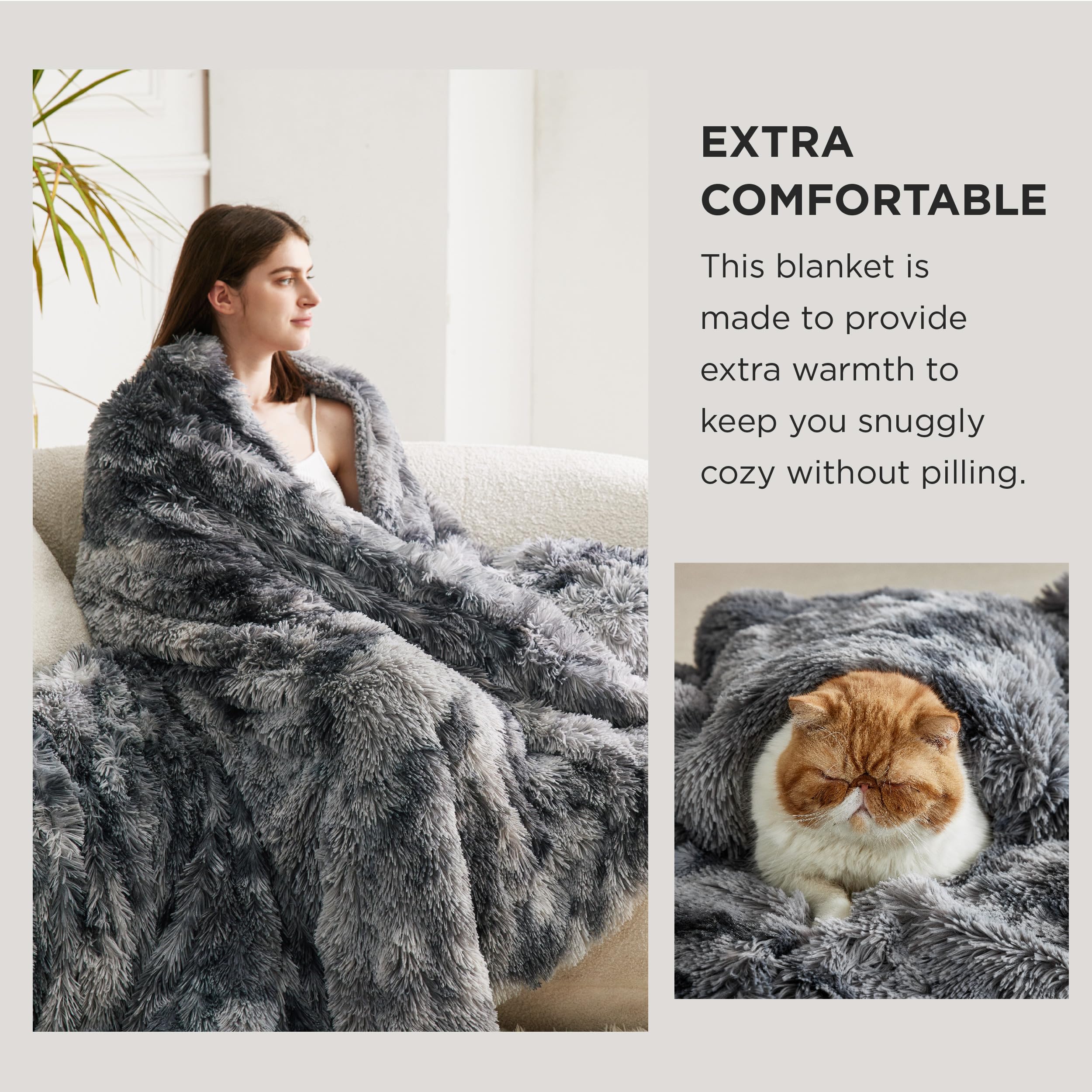 Bedsure Ultra Soft Fluffy Blankets Queen Size For Bed - Fuzzy Faux Fur Sherpa Fleece Queen Blanket Full Size, Tie-Dye Decorative