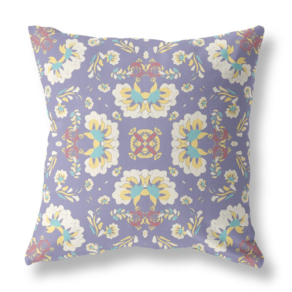 HomeRoots 16' X 16' Purple Broadcloth Floral Throw Pillow