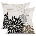 Black Brown Outdoor Pillow Covers 20X20 Inch Set Of 2 White Gray Flower Throw Pillows Farmhouse Outdoor Modern Floral Polyester