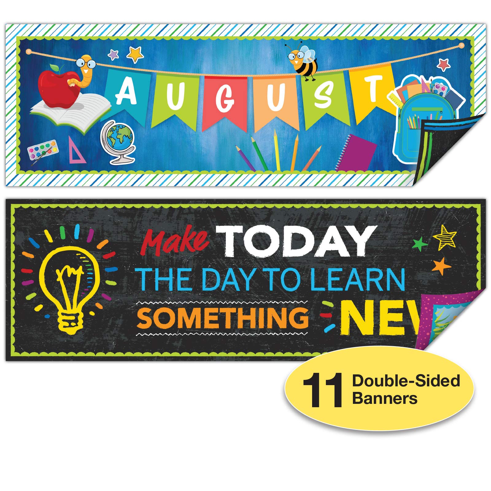 Set Of 11 Motivational Classroom Banner Poster Decorations - Extra Large 13.5'X39' Educational, Motivational And Inspirational