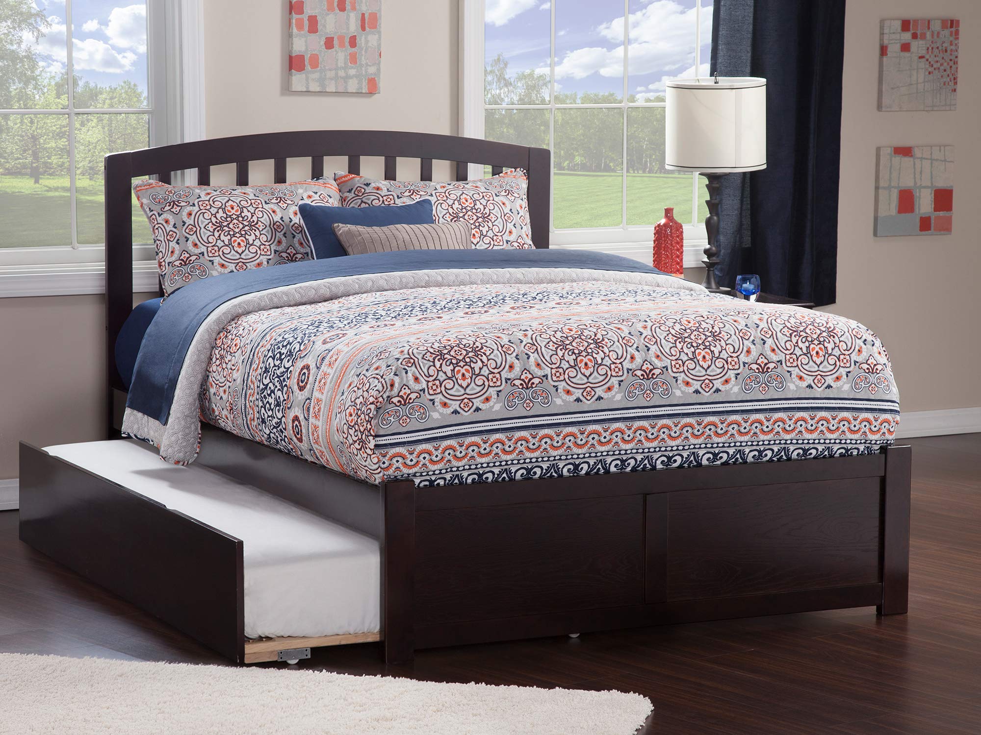 AFI, Richmond Full Platform Bed with Footboard & Full Trundle, White