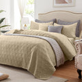 Leaonme Full/Queen Quilt Set 3 Pieces,Lightweight Beige Bedspread-90''X98'',Soft Microfiber Summer Quilt,Luxurious Warm Coverlet