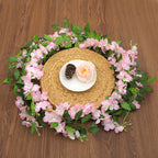 Findosom Wisteria Artificial Flowers Garland, 10Pcs Total 72Ft Pink Wisteria Hanging Flowers, Flower Garland Decorations For Hom