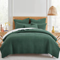 Levtex Home - Mills Waffle - King/Cal King Quilt Set - Forest Green Cotton Waffle - Quilt Size (106 X 92In.), Sham Size (36 X 20